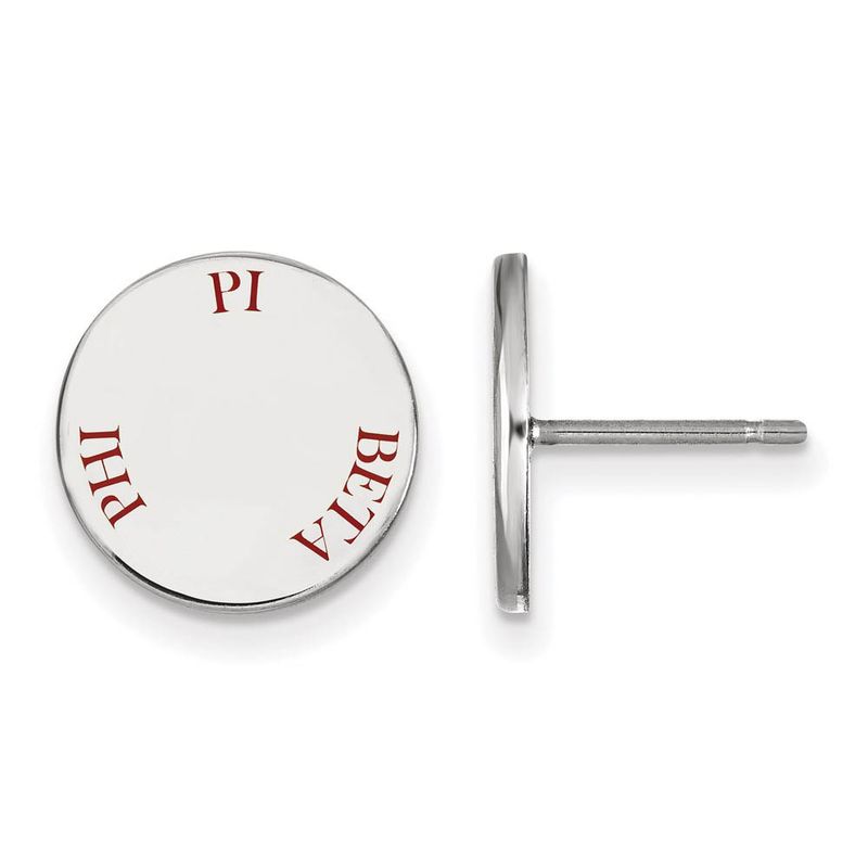 Sterling Silver Pi Beta Phi Red Enamel Post Earrings